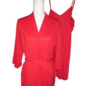 I.N.C. International Concepts 2-Pc. Sparkle Robe & Chemise Set Infrared NWT